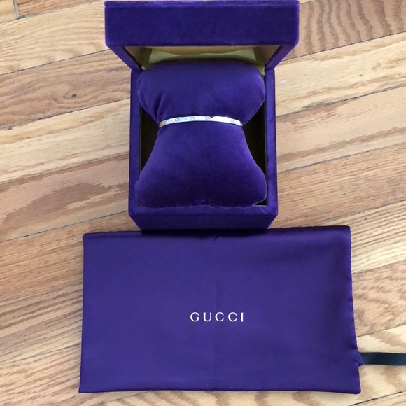 ❤️HP❤️NWOT Gucci Icon 18k White Gold Cuff Bracelet - Picture 11 of 16